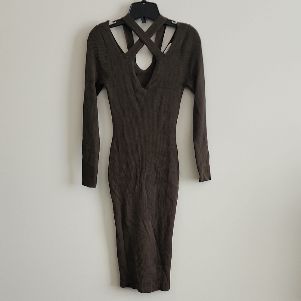 🧨2/$35 - Love Always - Elegant Long Sleeve Green Ribbed Dress, Size M